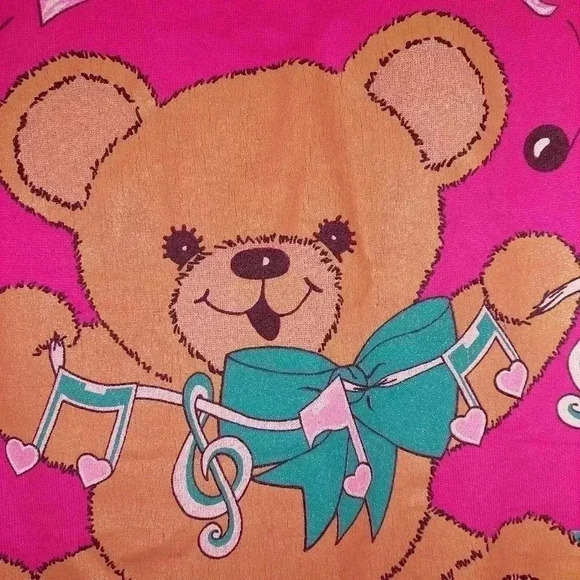 Vintage 80’s Pink Comfy Club Bear Sweater Long Sleeve Nightgown Size Medium - Picture 4 of 7